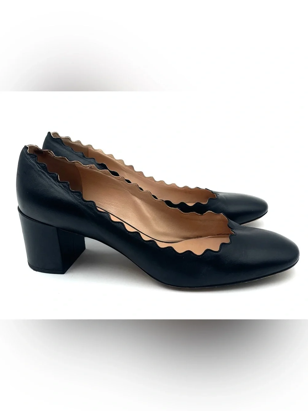 Chloe Lauren Black Scallop Pumps Size 40
